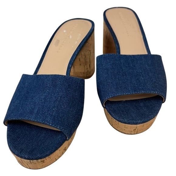 Veronica Beard Women Dali Denim Cork Platform Mules Sandals Heels Sz 10 EUC - Picture 3 of 12